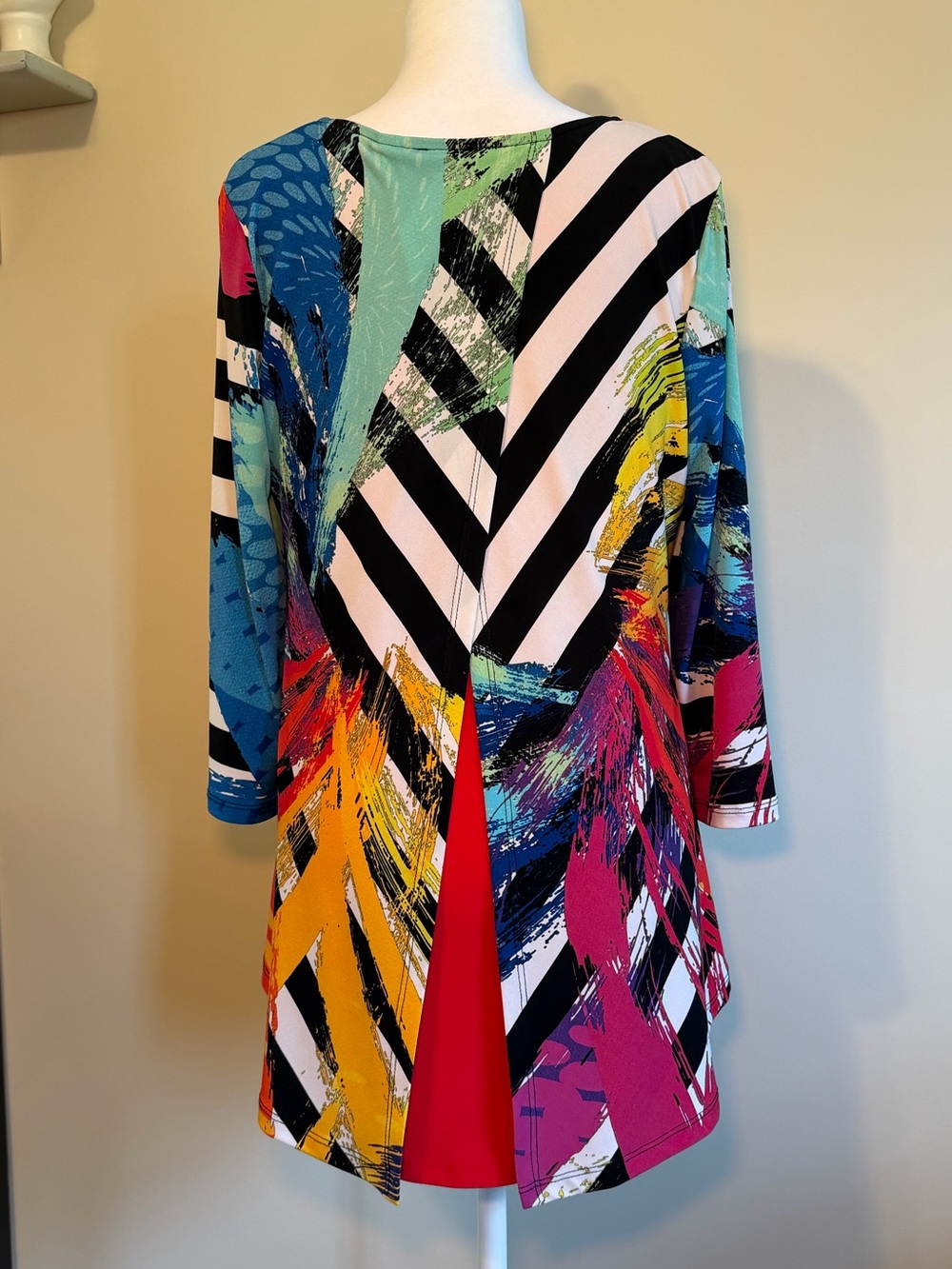 Joseph Ribkoff Multicolor Abstract Striped Swing Tunic - Picture 3 of 4